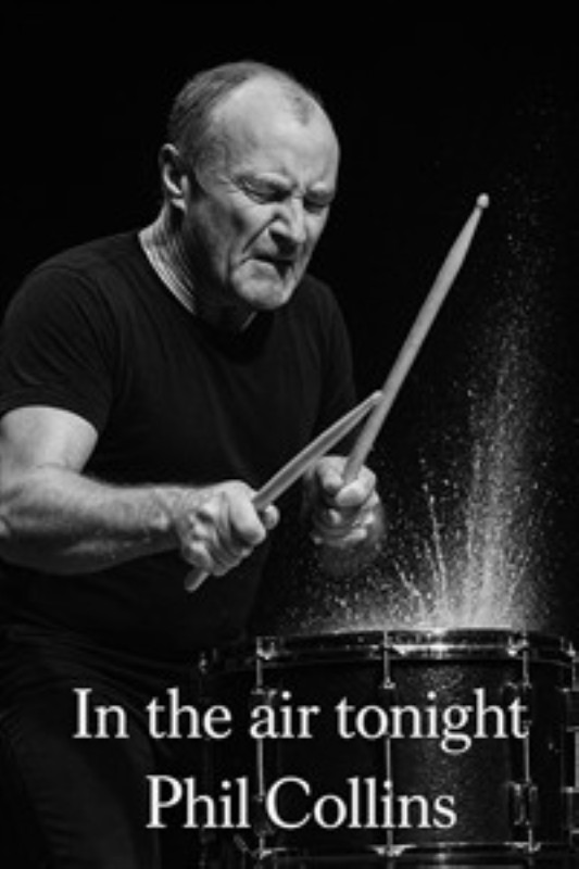 Phil Collins: En Dramatisk Trommesolo - Oplev kraften i musikken med denne fantastiske plakat af Phil Collins i en intens trommesolo. Den sort-hvide æstetik skaber en unik atmosfære, perfekt til enhver musikelsker.