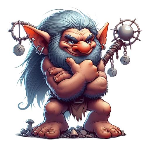 Stærk og skæg trold med magisk stav