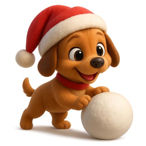 Julehund med snebold