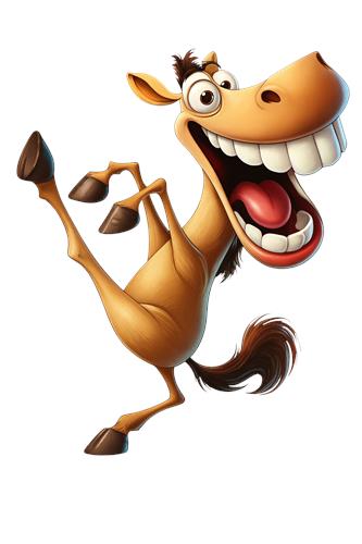 Glad hest med smil og dansetrin