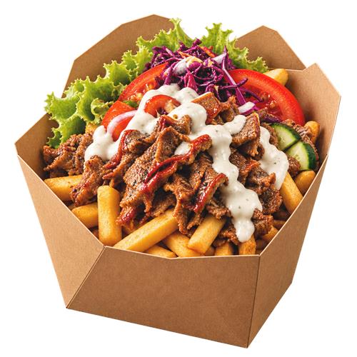 Kebabboks med pommes frites