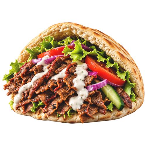 Kebab med salat og hvid dressing