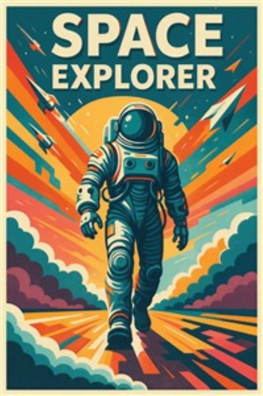 Eventyret i Rummet: Astronautens Rejse - Oplev det fantastiske rum med denne farverige plakat, der viser en astronaut på sin episke rejse gennem et dynamisk rumlandskab. Perfekt til at tænde fantasi og eventyrlyst i ethvert rum.