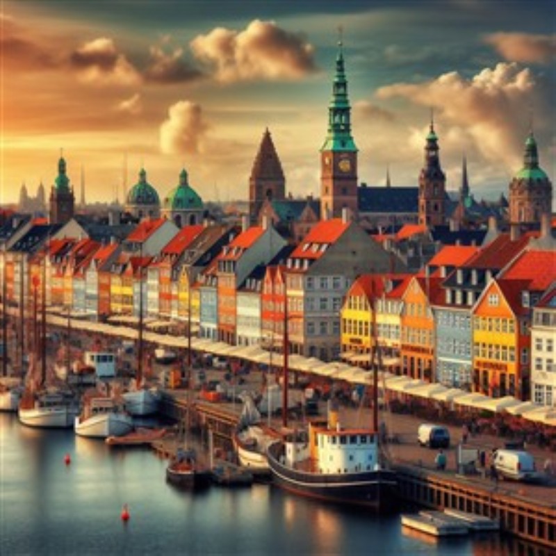 København i gyldent lys - Udforsk den betagende skønhed ved København ved solnedgang, hvor de farverige bygninger langs havnen stråler i gyldne nuancer. Denne plakat fanger den magiske atmosfære af en aften i storbyen og skaber en perfekt stemning i dit hjem.