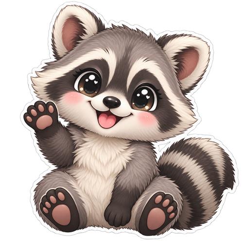 Sød vaskebjørn med stor stribet hale